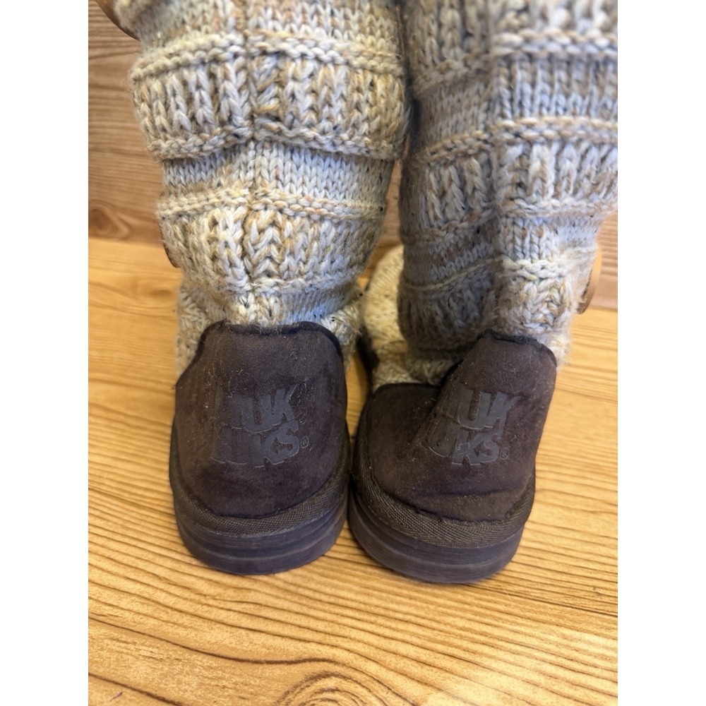 MUK‎ LUKS Women's Miranda Knit Sweater Boots Tall Tan Womens Size 10 - Picture 5 of 7